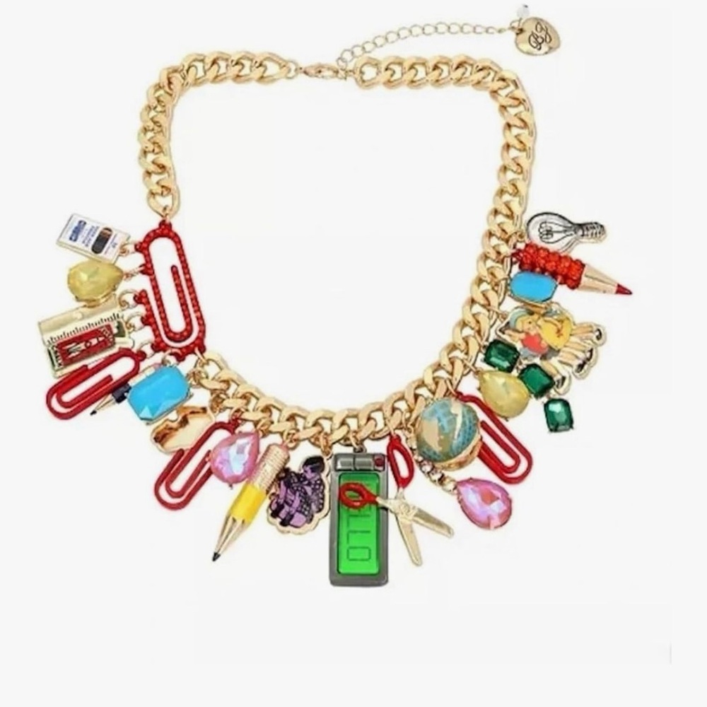 Betsey Johnson Statement Charm Necklace (Back to School Charm Necklace)